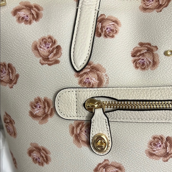 Coach Cream and Pink Floral Tote Bag - Picture 4 of 14